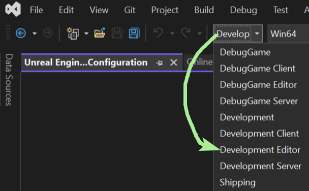 VS2022 Build Solution via Development Editor